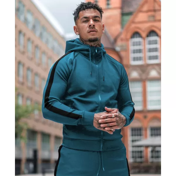 COOFANDY Tracksuit Mens with Zipper Pockets Full Zip Hoodie Sweatsuit 2 Pieces Running Jogging Sports Casual Sweat Suits