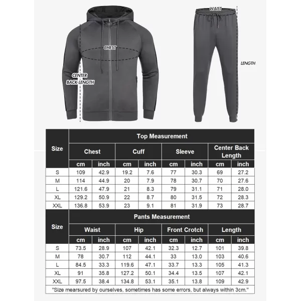 COOFANDY Tracksuit Mens with Zipper Pockets Full Zip Hoodie Sweatsuit 2 Pieces Running Jogging Sports Casual Sweat Suits