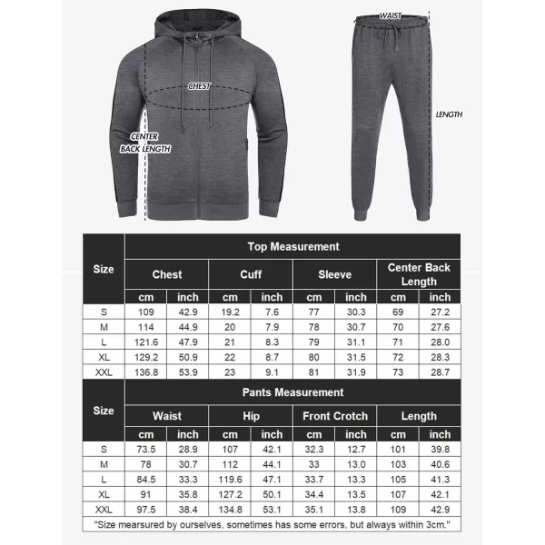COOFANDY Tracksuit Mens with Zipper Pockets Full Zip Hoodie Sweatsuit 2 Pieces Running Jogging Sports Casual Sweat Suits