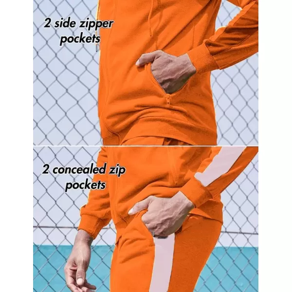 COOFANDY Tracksuit Mens with Zipper Pockets Full Zip Hoodie Sweatsuit 2 Pieces Running Jogging Sports Casual Sweat Suits
