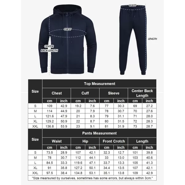 COOFANDY Tracksuit Mens with Zipper Pockets Full Zip Hoodie Sweatsuit 2 Pieces Running Jogging Sports Casual Sweat Suits