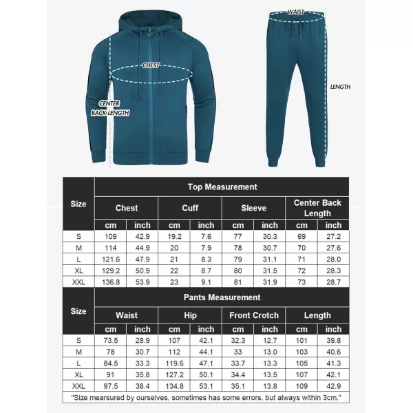 COOFANDY Tracksuit Mens with Zipper Pockets Full Zip Hoodie Sweatsuit 2 Pieces Running Jogging Sports Casual Sweat Suits