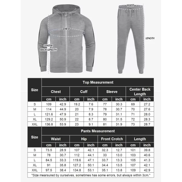 COOFANDY Tracksuit Mens with Zipper Pockets Full Zip Hoodie Sweatsuit 2 Pieces Running Jogging Sports Casual Sweat Suits