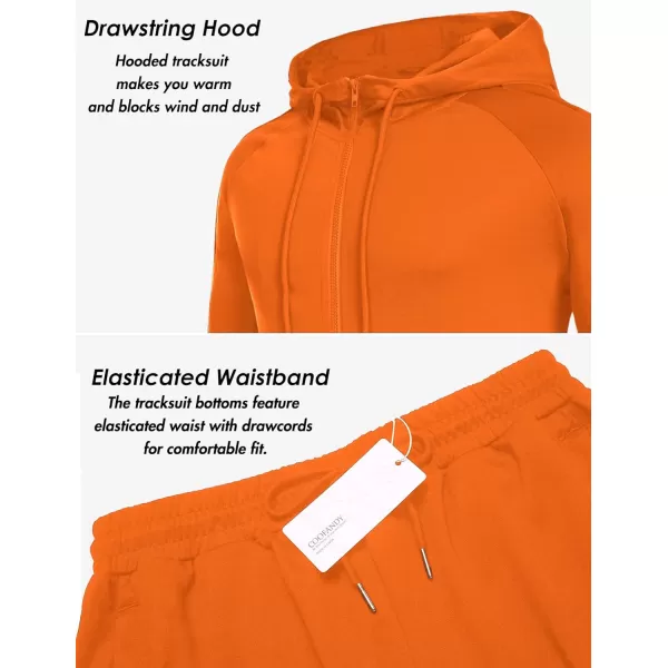 COOFANDY Tracksuit Mens with Zipper Pockets Full Zip Hoodie Sweatsuit 2 Pieces Running Jogging Sports Casual Sweat Suits