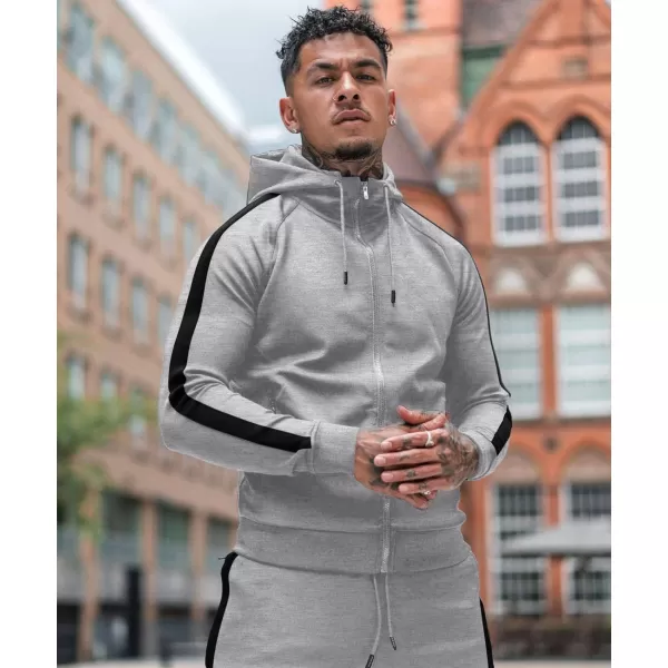 COOFANDY Tracksuit Mens with Zipper Pockets Full Zip Hoodie Sweatsuit 2 Pieces Running Jogging Sports Casual Sweat Suits