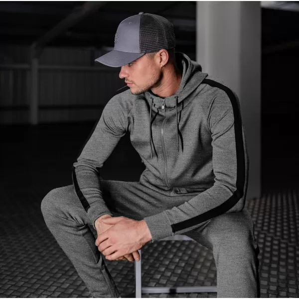 COOFANDY Tracksuit Mens with Zipper Pockets Full Zip Hoodie Sweatsuit 2 Pieces Running Jogging Sports Casual Sweat Suits