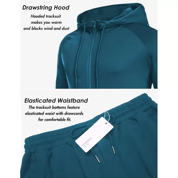 COOFANDY Tracksuit Mens with Zipper Pockets Full Zip Hoodie Sweatsuit 2 Pieces Running Jogging Sports Casual Sweat Suits