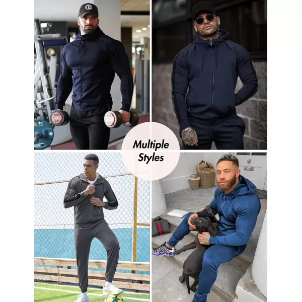 COOFANDY Tracksuit Mens with Zipper Pockets Full Zip Hoodie Sweatsuit 2 Pieces Running Jogging Sports Casual Sweat Suits