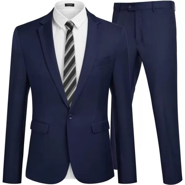 COOFANDY Men 2 Piece Suits Two Button Blazer Jacket Tuxedo Slim Fit Suit Pant