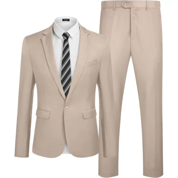 COOFANDY Men 2 Piece Suits Two Button Blazer Jacket Tuxedo Slim Fit Suit Pant