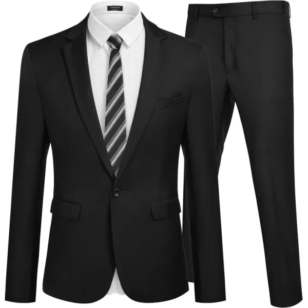 COOFANDY Men 2 Piece Suits Two Button Blazer Jacket Tuxedo Slim Fit Suit Pant