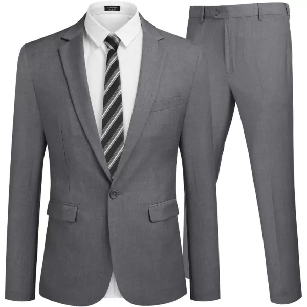 COOFANDY Men 2 Piece Suits Two Button Blazer Jacket Tuxedo Slim Fit Suit Pant