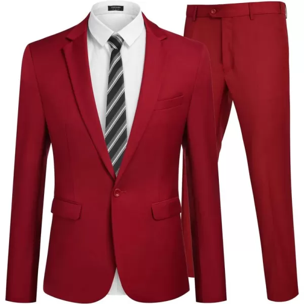COOFANDY Men 2 Piece Suits Two Button Blazer Jacket Tuxedo Slim Fit Suit Pant
