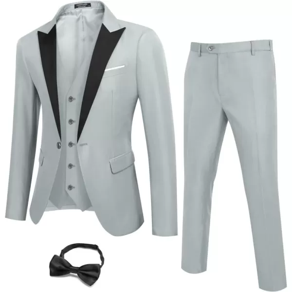 COOFANDY Men 3 Piece Suit Slim Fit Tuxedo One Button Prom Suits Blazer Jacket Vest Pants with Tie