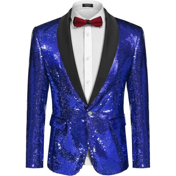 COOFANDY Men Shiny Sequin Blazer Tuxedo Party Dinner Prom One Button Suit Jacket