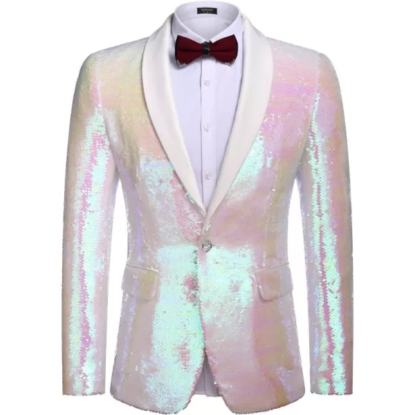 COOFANDY Men Shiny Sequin Blazer Tuxedo Party Dinner Prom One Button Suit Jacket