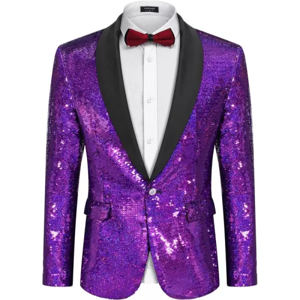COOFANDY Men Shiny Sequin Blazer Tuxedo Party Dinner Prom One Button Suit Jacket