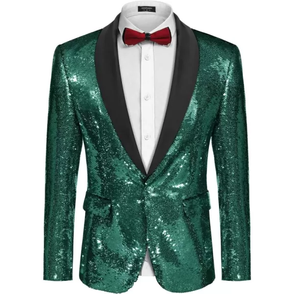 COOFANDY Men Shiny Sequin Blazer Tuxedo Party Dinner Prom One Button Suit Jacket