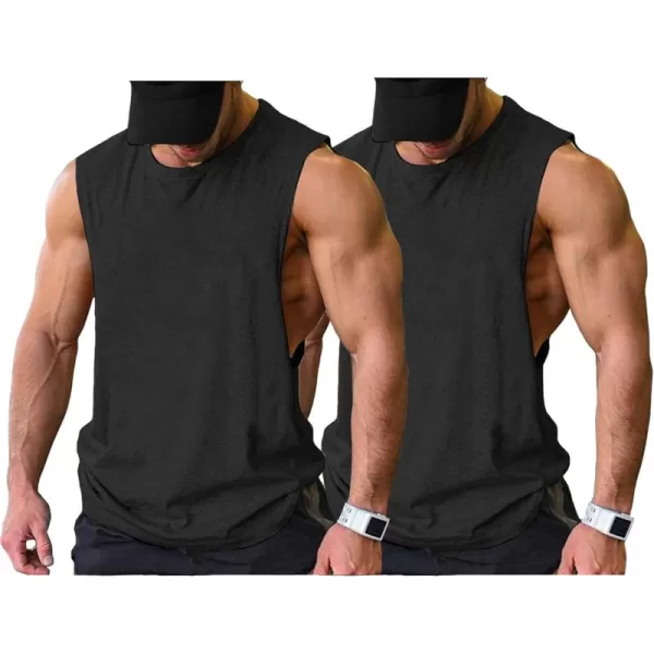 COOFANDY Men Workout Tank Top 2 Pack Gym Bodybuilding Sleeveless Muscle T Shirts)