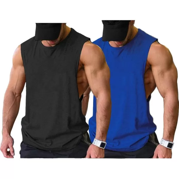 COOFANDY Men Workout Tank Top 2 Pack Gym Bodybuilding Sleeveless Muscle T Shirts)