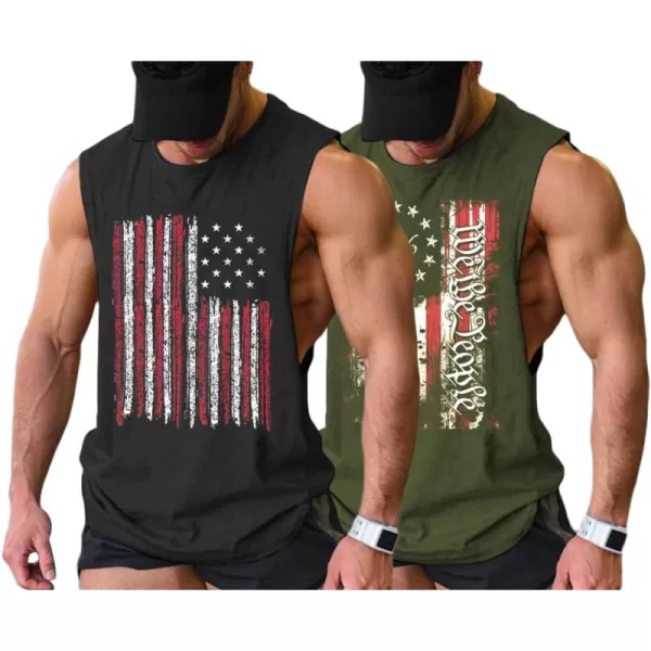 COOFANDY Men Workout Tank Top 2 Pack Gym Bodybuilding Sleeveless Muscle T Shirts