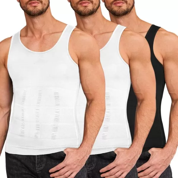 COOFANDY Men's 2 Pack Compression Shirt Slimming Body Shaper Vest Gym Workout Tank Top Sleeveless Abdomen Shapewear