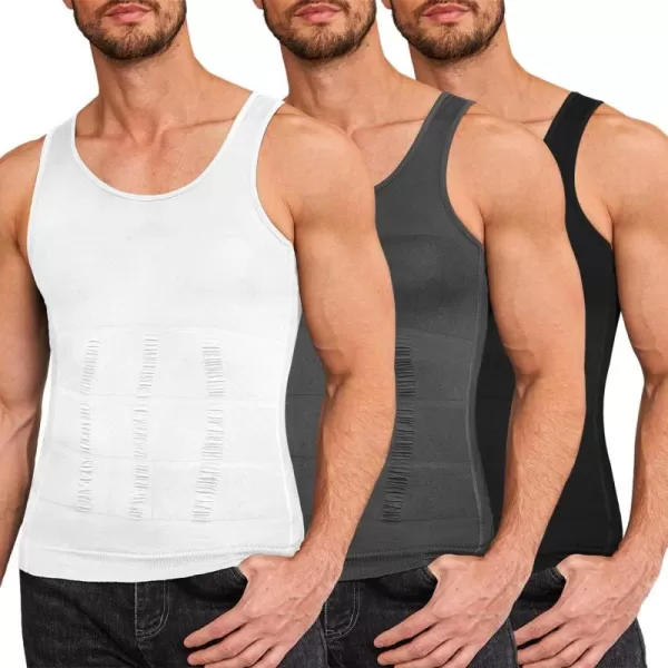 COOFANDY Men's 2 Pack Compression Shirt Slimming Body Shaper Vest Gym Workout Tank Top Sleeveless Abdomen Shapewear