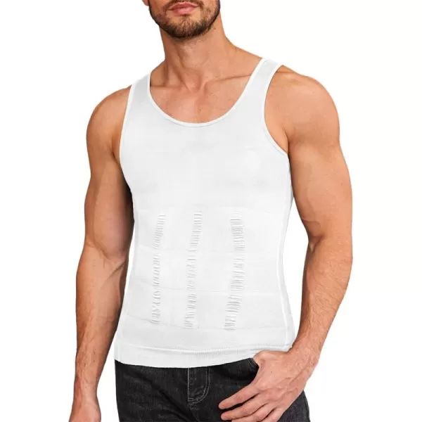 COOFANDY Men's 2 Pack Compression Shirt Slimming Body Shaper Vest Gym Workout Tank Top Sleeveless Abdomen Shapewear