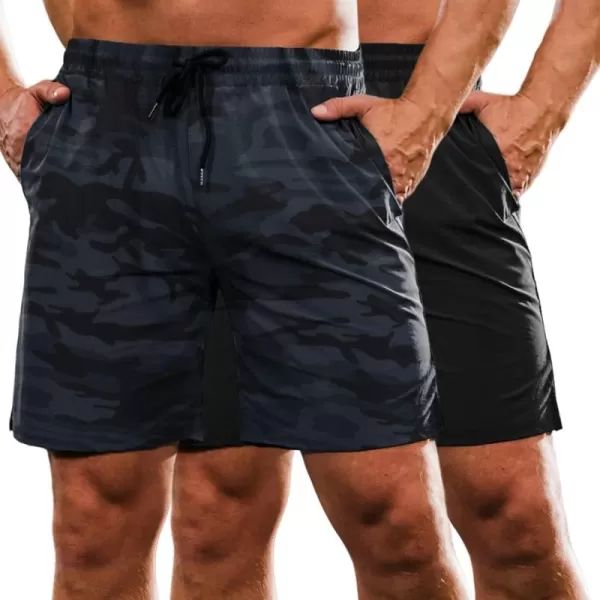 COOFANDY Men's 2 Pack Gym Workout Shorts 7 Inch Quick Dry Athletic Shorts Lightweight Running Shorts with Pockets
