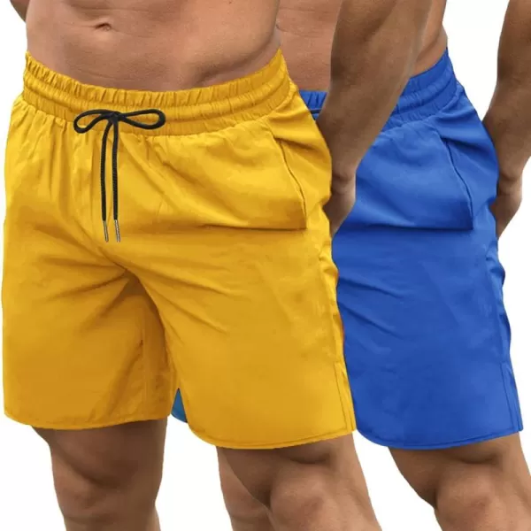 COOFANDY Men's 2 Pack Gym Workout Shorts 7 Inch Quick Dry Athletic Shorts Lightweight Running Shorts with Pockets