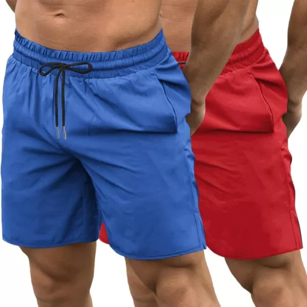 COOFANDY Men's 2 Pack Gym Workout Shorts 7 Inch Quick Dry Athletic Shorts Lightweight Running Shorts with Pockets