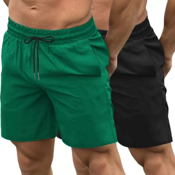 COOFANDY Men's 2 Pack Gym Workout Shorts 7 Inch Quick Dry Athletic Shorts Lightweight Running Shorts with Pockets