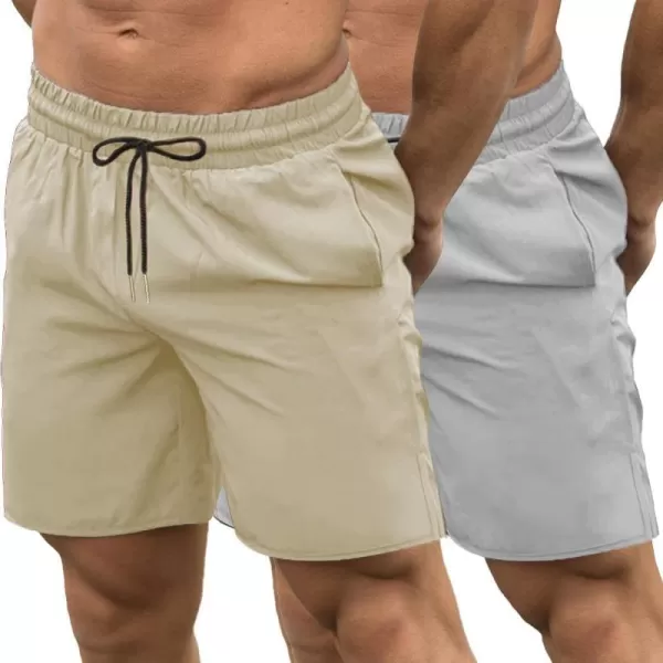 COOFANDY Men's 2 Pack Gym Workout Shorts 7 Inch Quick Dry Athletic Shorts Lightweight Running Shorts with Pockets