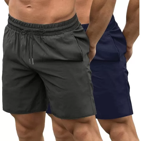COOFANDY Men's 2 Pack Gym Workout Shorts 7 Inch Quick Dry Athletic Shorts Lightweight Running Shorts with Pockets