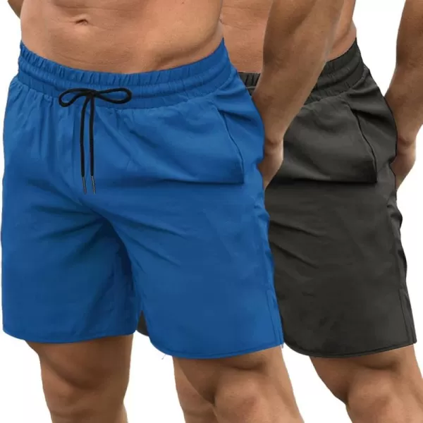 COOFANDY Men's 2 Pack Gym Workout Shorts 7 Inch Quick Dry Athletic Shorts Lightweight Running Shorts with Pockets