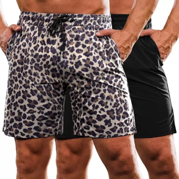 COOFANDY Men's 2 Pack Gym Workout Shorts 7 Inch Quick Dry Athletic Shorts Lightweight Running Shorts with Pockets
