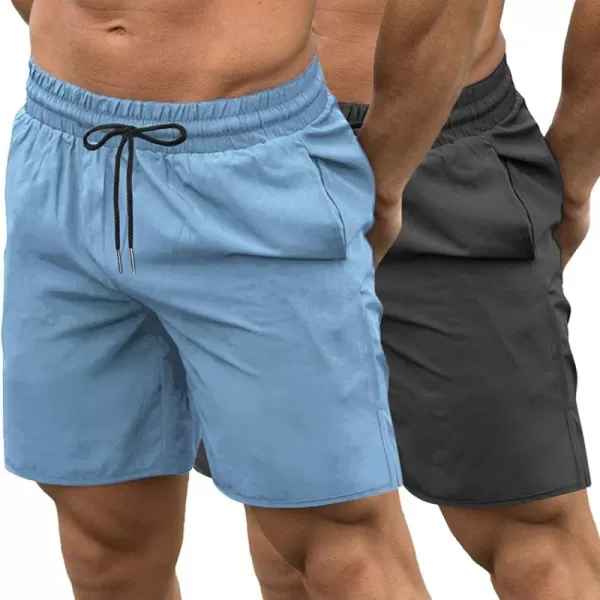 COOFANDY Men's 2 Pack Gym Workout Shorts 7 Inch Quick Dry Athletic Shorts Lightweight Running Shorts with Pockets