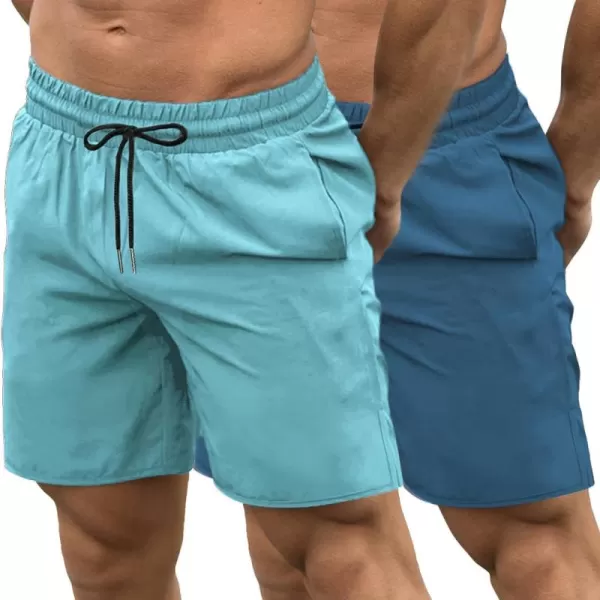 COOFANDY Men's 2 Pack Gym Workout Shorts 7 Inch Quick Dry Athletic Shorts Lightweight Running Shorts with Pockets