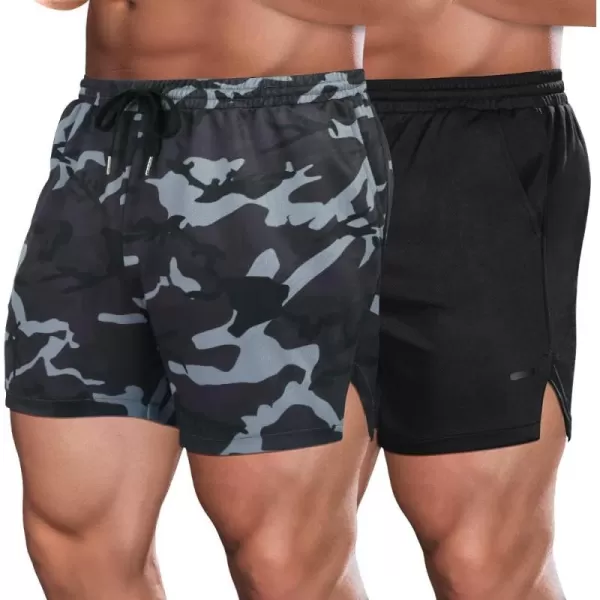 COOFANDY Men's 2 Pack Gym Workout Shorts Mesh Lightweight Bodybuilding Pants Training Running Sports Jogger with Pockets