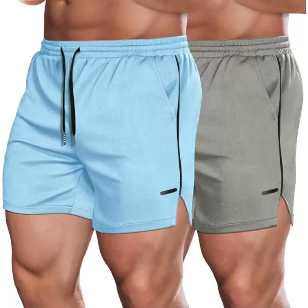 COOFANDY Men's 2 Pack Gym Workout Shorts Mesh Lightweight Bodybuilding Pants Training Running Sports Jogger with Pockets
