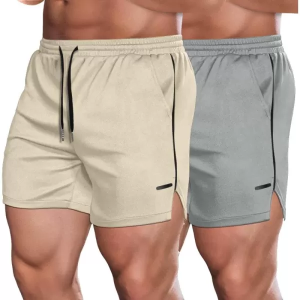 COOFANDY Men's 2 Pack Gym Workout Shorts Mesh Lightweight Bodybuilding Pants Training Running Sports Jogger with Pockets