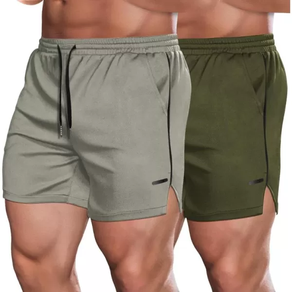 COOFANDY Men's 2 Pack Gym Workout Shorts Mesh Lightweight Bodybuilding Pants Training Running Sports Jogger with Pockets