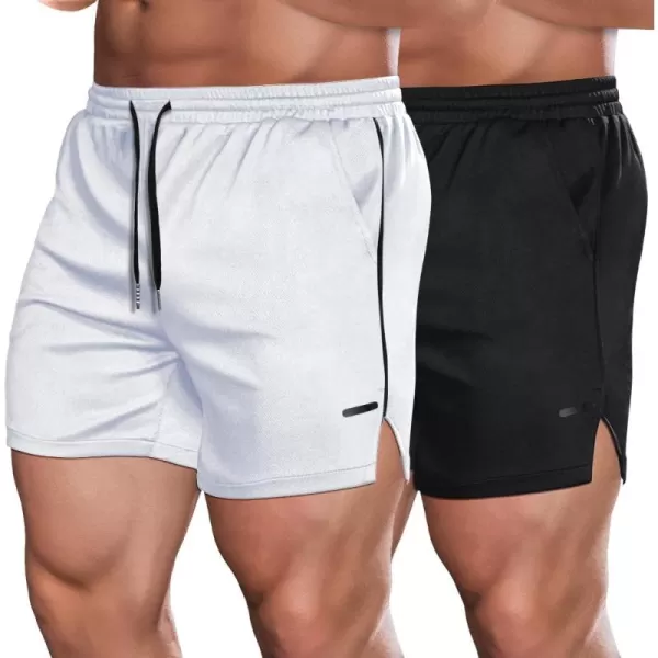 COOFANDY Men's 2 Pack Gym Workout Shorts Mesh Lightweight Bodybuilding Pants Training Running Sports Jogger with Pockets