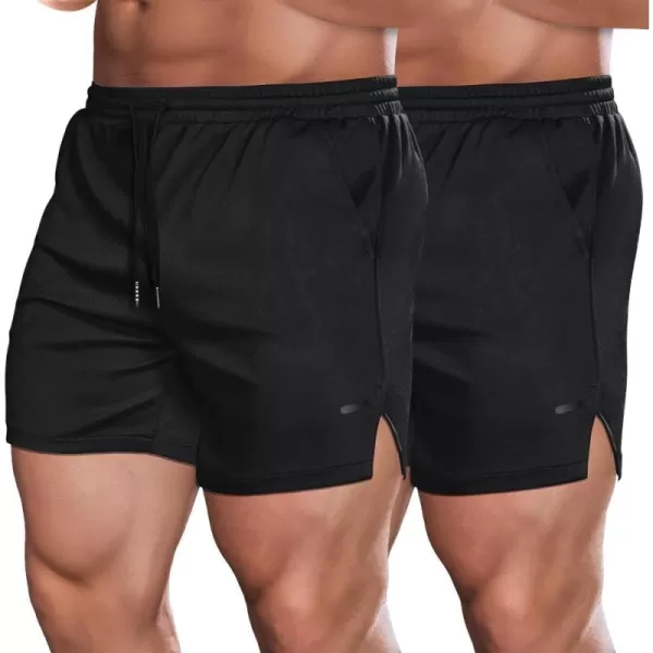 COOFANDY Men's 2 Pack Gym Workout Shorts Mesh Lightweight Bodybuilding Pants Training Running Sports Jogger with Pockets