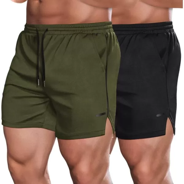 COOFANDY Men's 2 Pack Gym Workout Shorts Mesh Lightweight Bodybuilding Pants Training Running Sports Jogger with Pockets