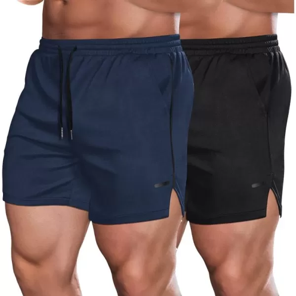 COOFANDY Men's 2 Pack Gym Workout Shorts Mesh Lightweight Bodybuilding Pants Training Running Sports Jogger with Pockets