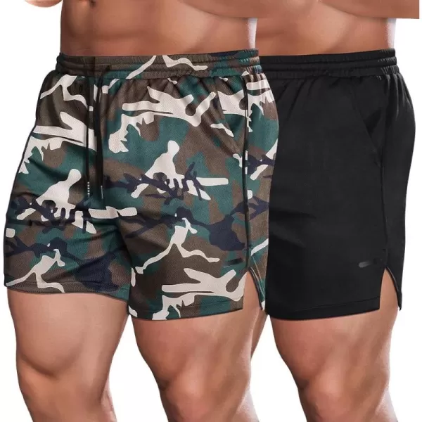 COOFANDY Men's 2 Pack Gym Workout Shorts Mesh Lightweight Bodybuilding Pants Training Running Sports Jogger with Pockets