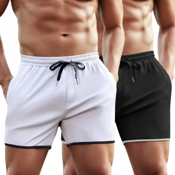 COOFANDY Men's 2 Pack Gym Workout Shorts Running Athletic Shorts 5 inch inseam Bodybuilding Training Short Pants with Pockets