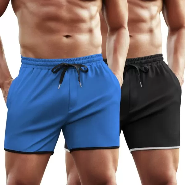 COOFANDY Men's 2 Pack Gym Workout Shorts Running Athletic Shorts 5 inch inseam Bodybuilding Training Short Pants with Pockets