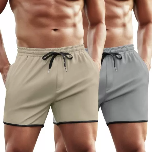 COOFANDY Men's 2 Pack Gym Workout Shorts Running Athletic Shorts 5 inch inseam Bodybuilding Training Short Pants with Pockets